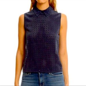 Equipment Femme laser cut silk blouse- navy